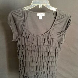 Self Esteem Elegant Black Ruffle Top